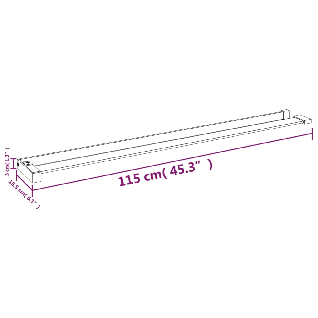 vidaXL Shower Shelf for Walk-in Shower Wall Black 115 cm Aluminium