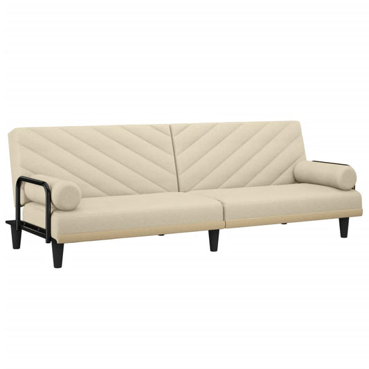 vidaXL Sofa Bed with Armrests Cream Fabric