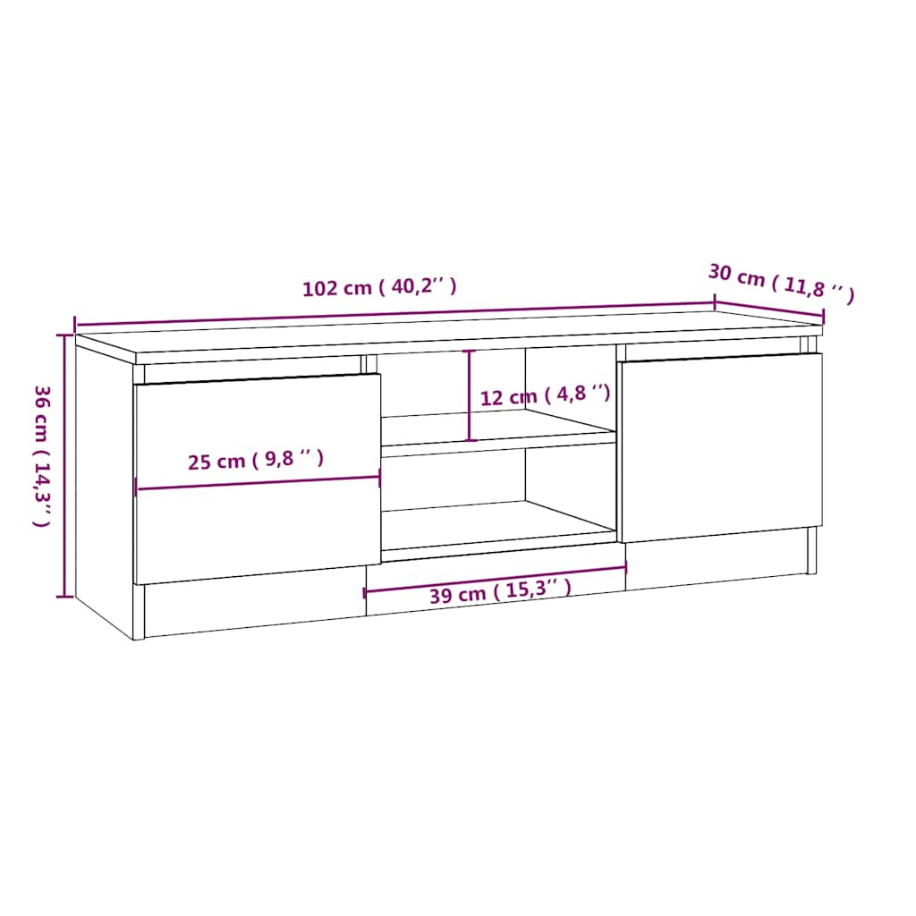 vidaXL TV Cabinet with Door Grey Sonoma 102x30x36 cm