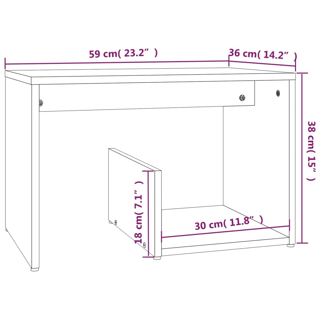 vidaXL Side Table Grey Sonoma 59x36x38 cm Engineered Wood