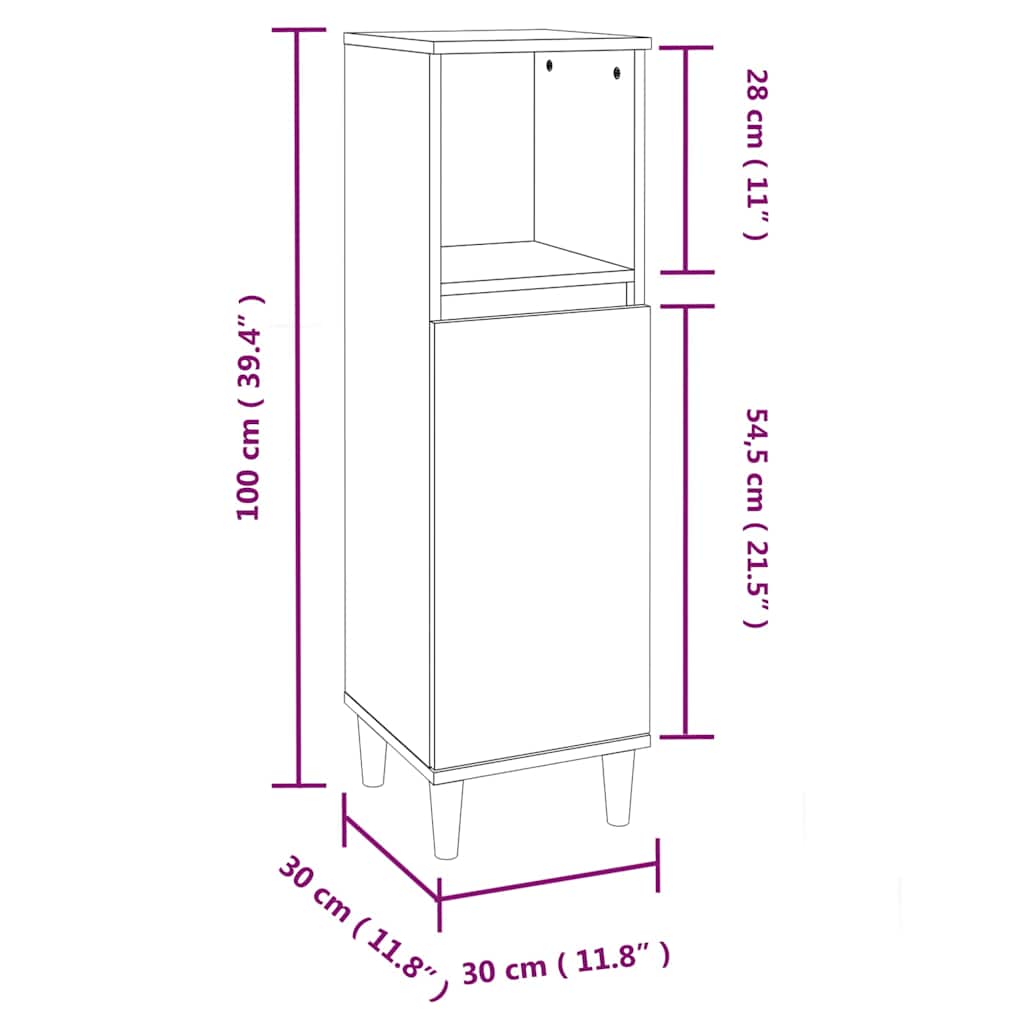 vidaXL Bathroom Cabinet White 30x30x100 cm Engineered Wood