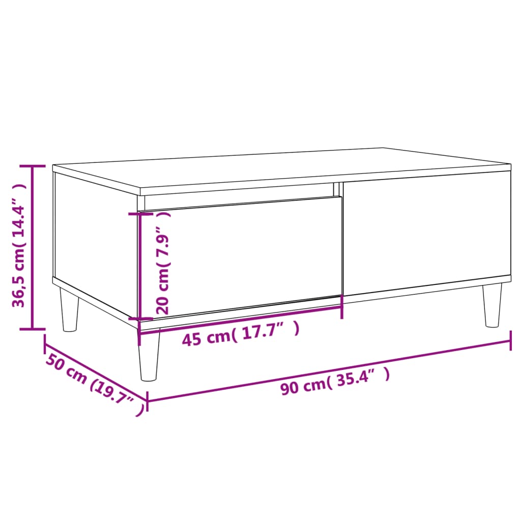 vidaXL Coffee Table Concrete Grey 90x50x36.5 cm Engineered Wood