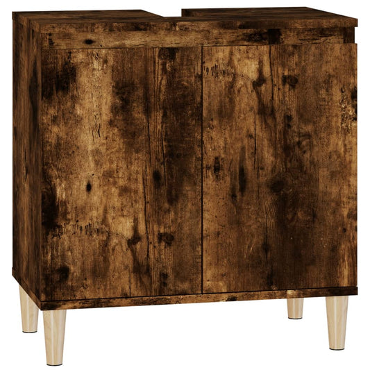 vidaXL Sink Cabinet Smoked Oak 58x33x60 cm Engineered Wood