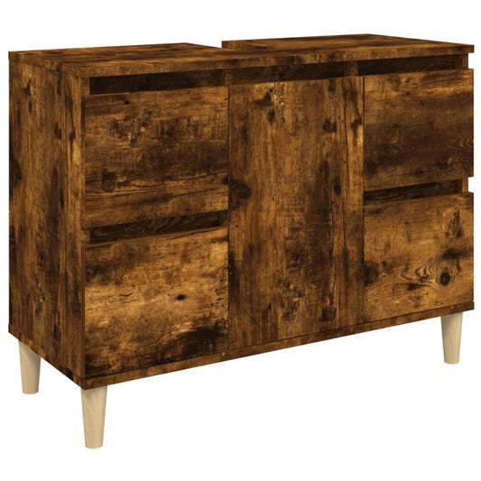 vidaXL Sink Cabinet Smoked Oak 80x33x60 cm Engineered Wood