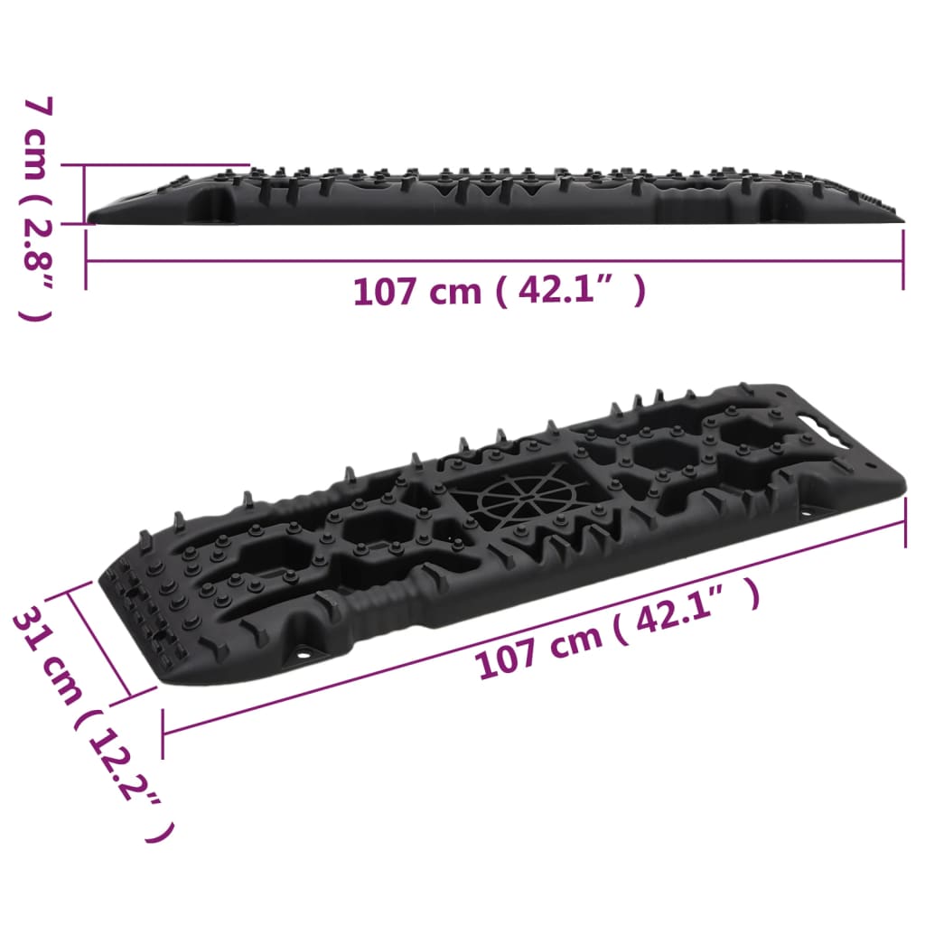 vidaXL Traction Boards 2 pcs Black 107x31x7 cm Nylon