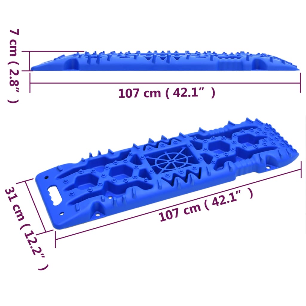 vidaXL Traction Boards 2 pcs Blue 107x31x7 cm Nylon