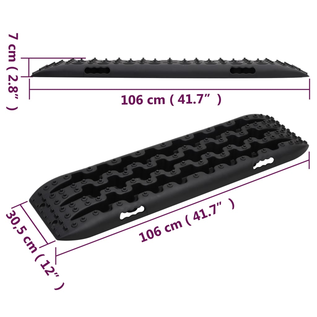 vidaXL Traction Boards 2 pcs Black 106x30,5x7 cm Nylon