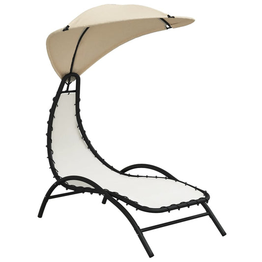 vidaXL Sun Lounger With Canopy | Cream