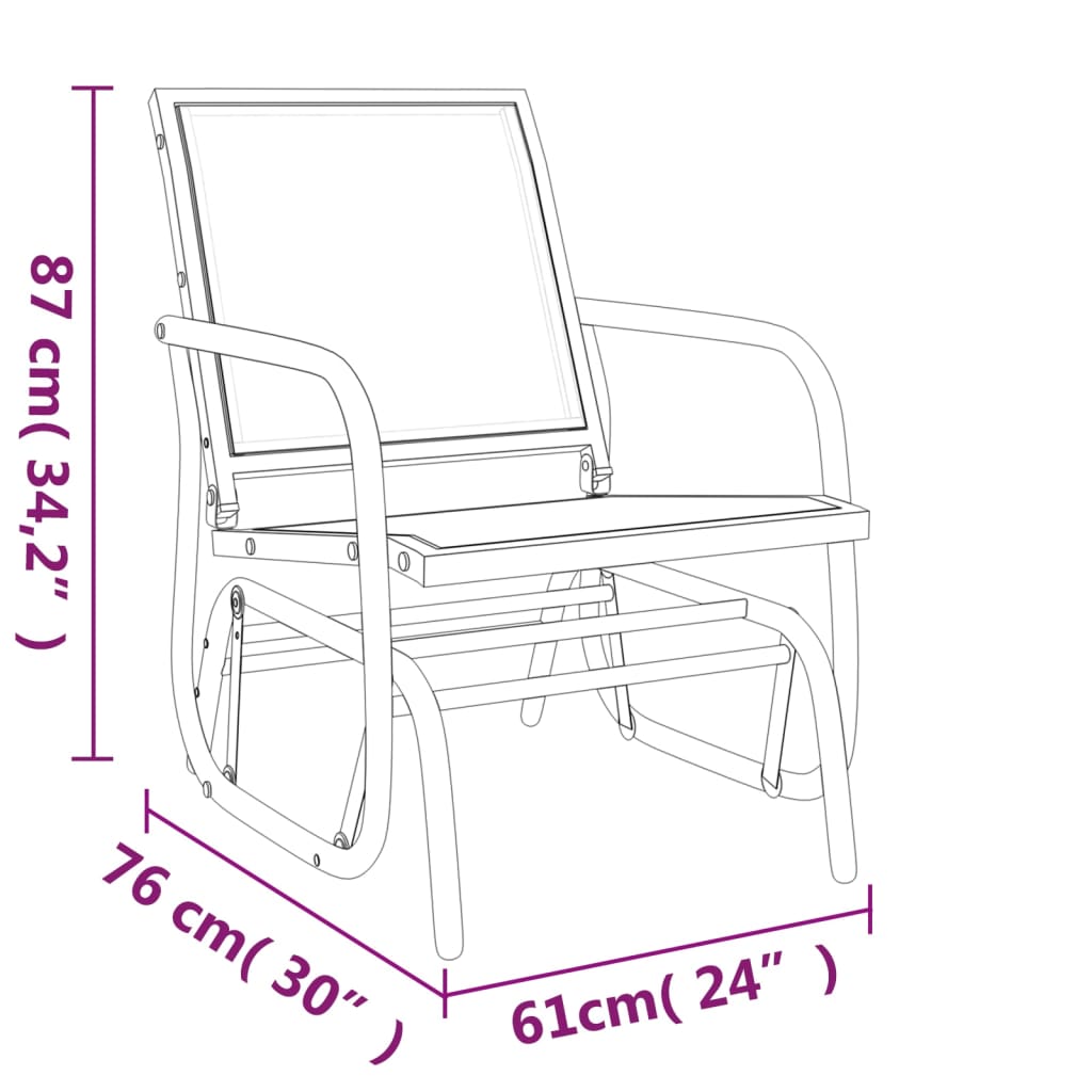 vidaXL Garden Glider Chair Black 61x76x87 cm Textilene&Steel