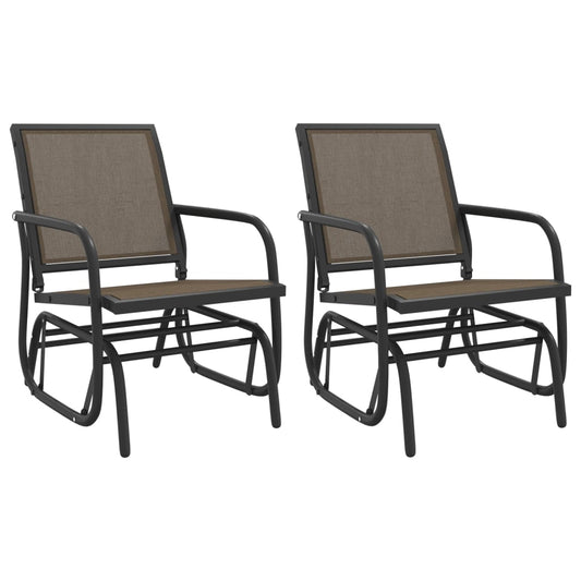 vidaXL Garden Glider Chairs 2 pcs Brown 61x76x87 cm Textilene&Steel