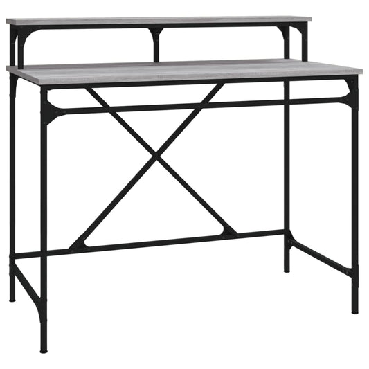vidaXL Desk Grey Sonoma 100x50x90 cm Engineered Wood and Iron