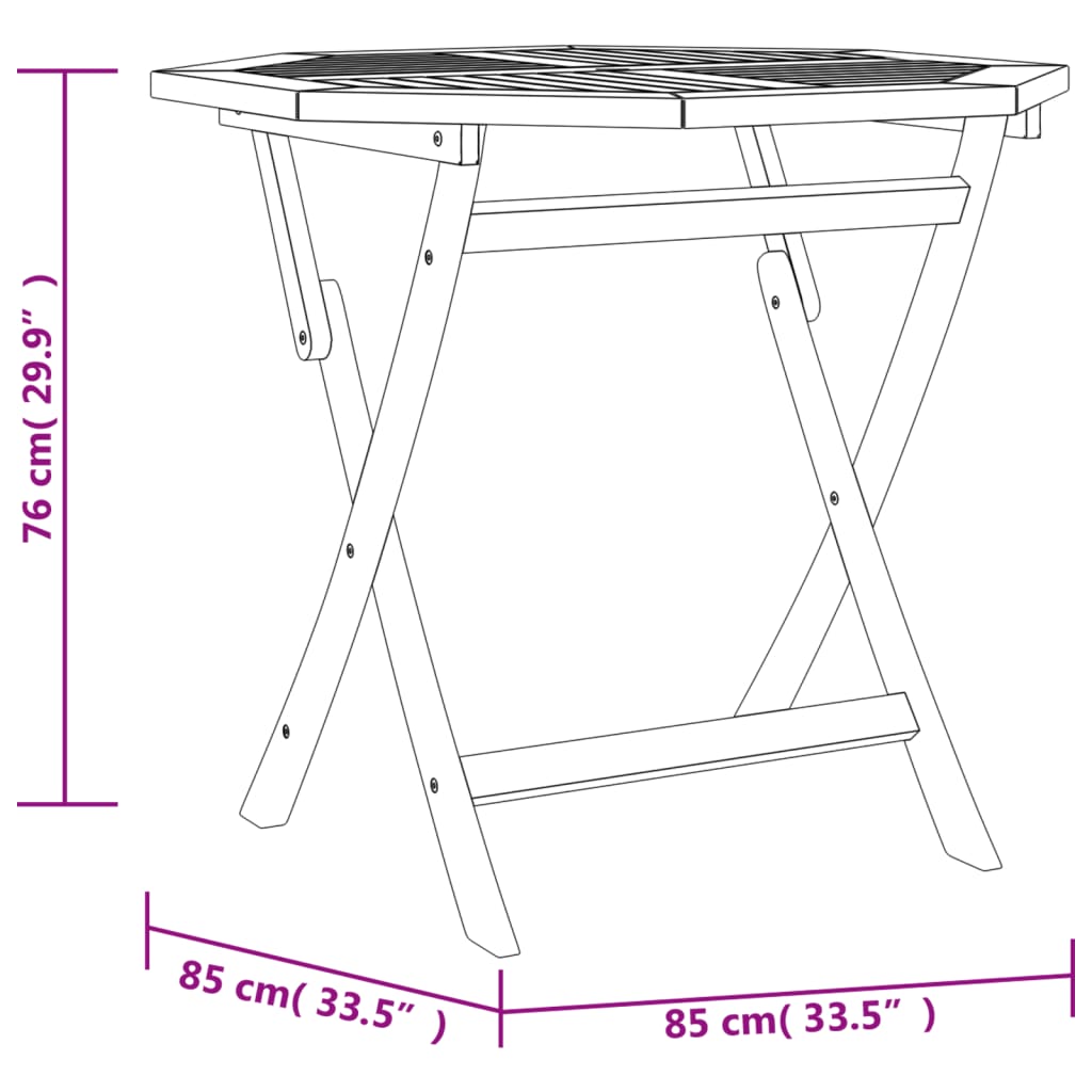 vidaXL Garden Dining Set | Teak | Solid teak wood | Small | Foldable