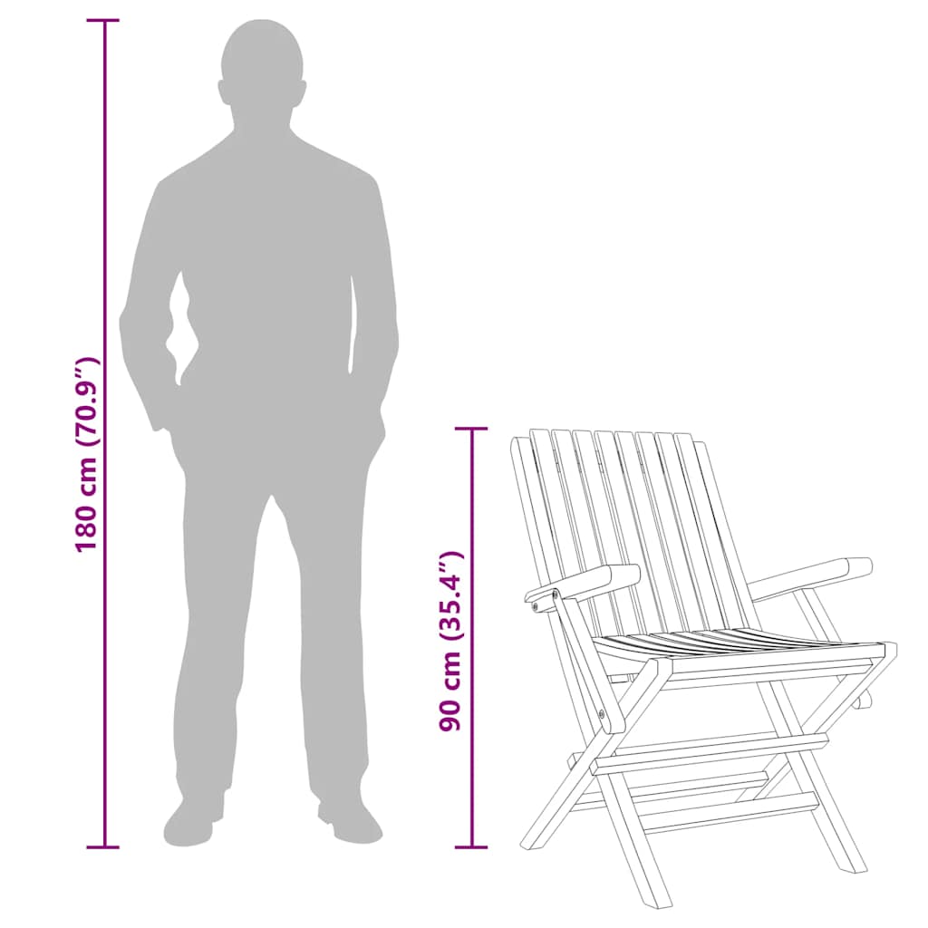 vidaXL Folding Garden Chair | Set of 6 | Teak | Solid teak wood | Medium
