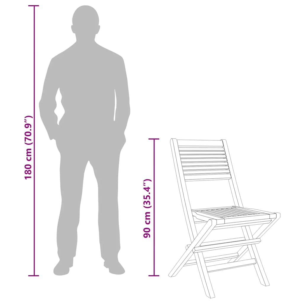 vidaXL Folding Garden Chair | Set of 4 | Teak Brown | Solid Teak Wood | Standard