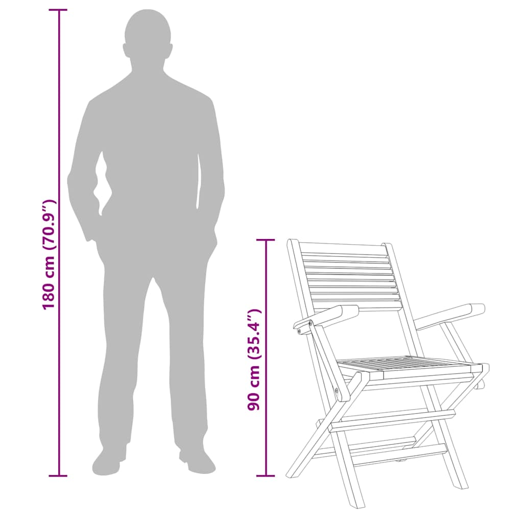 vidaXL Folding Garden Chair | Set of 8 | Teak