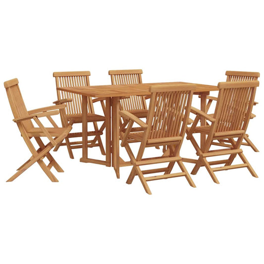 vidaXL Garden Dining Set 7 pcs Brown Solid Teak Wood