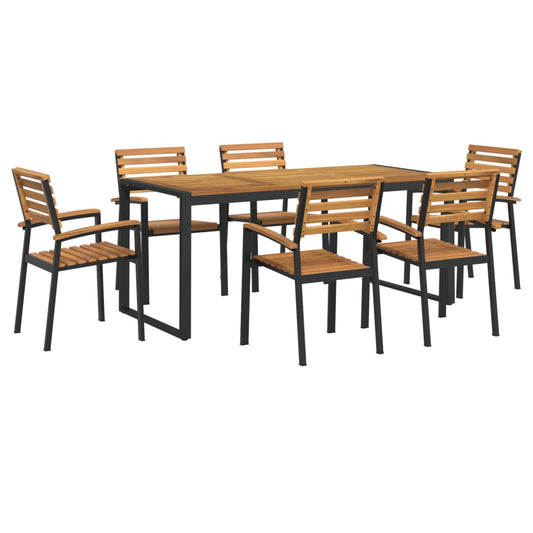 vidaXL 7 Piece Garden Dining Set Solid Wood Acacia and Metal