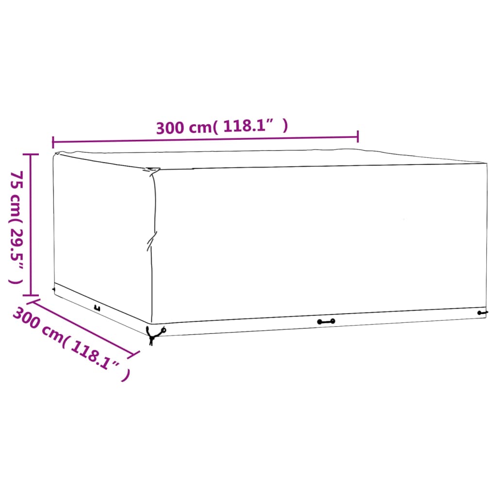 vidaXL Garden Furniture Covers 2 pcs 16 Eyelets 300x300x75 cm Square
