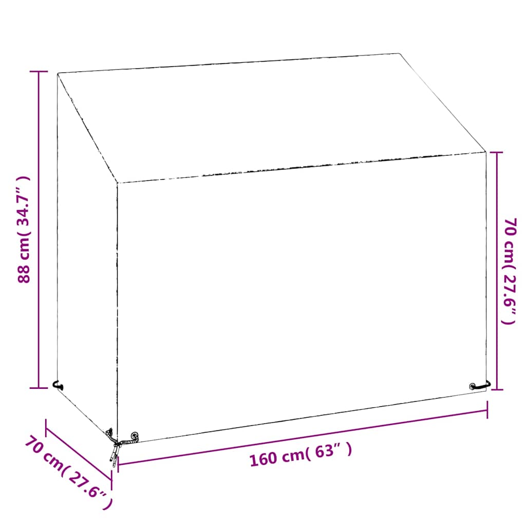 vidaXL Garden Bench Covers 2 pcs 8 Eyelets 160x70x70/88cm Polyethylene