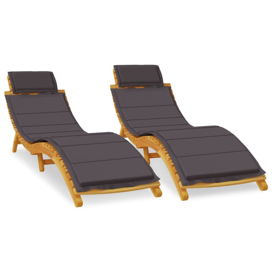 vidaXL Sun Lounger | Set of 2 | Dark Grey | Solid acacia wood | Regular