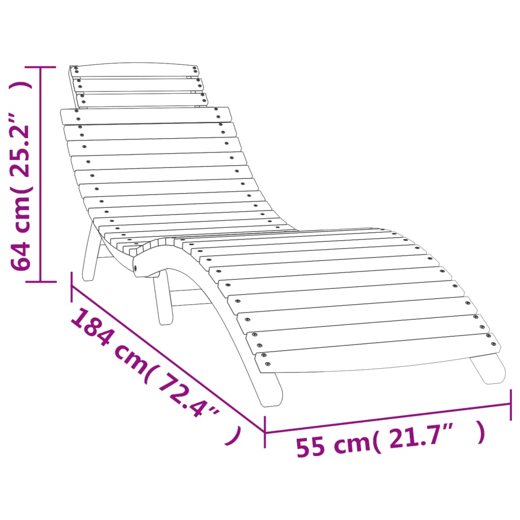 vidaXL Sun Lounger | Set of 2 | Cream | Solid acacia wood | Adult Size