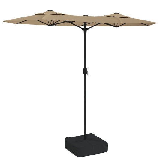 vidaXL Double-Head Garden Parasol with LEDs Taupe 316x145 cm