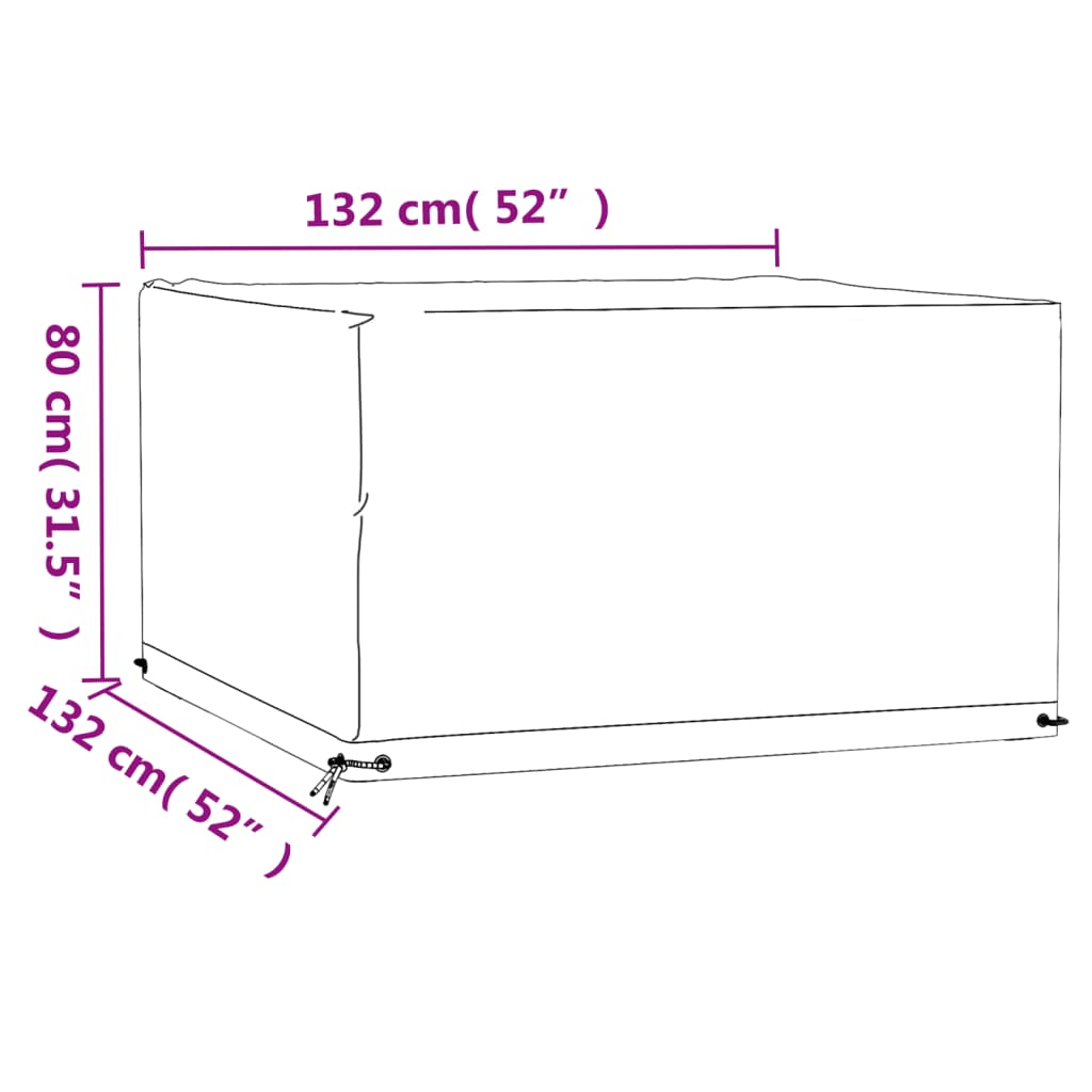 vidaXL Garden Furniture Cover 8 Eyelets 132x132x80 cm Square