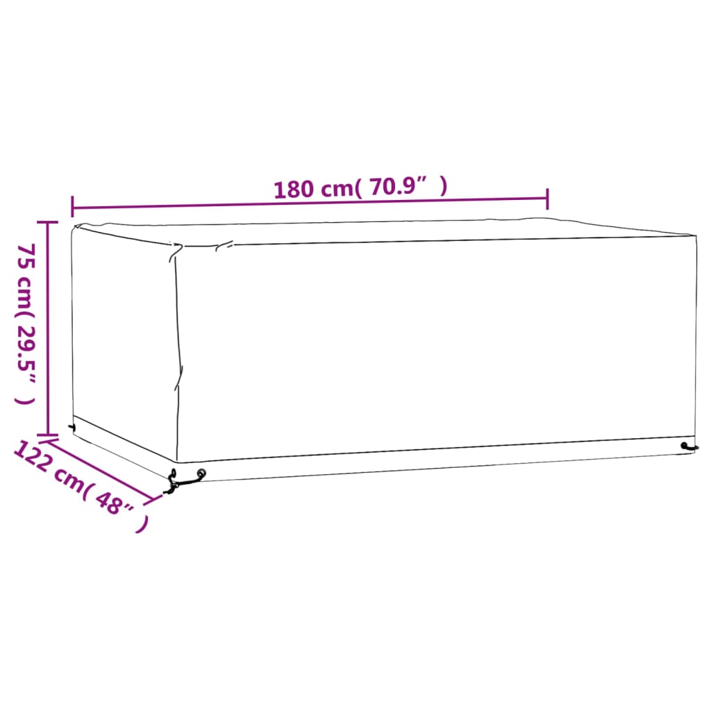 vidaXL Garden Furniture Cover 8 Eyelets 180x122x75 cm Rectangular