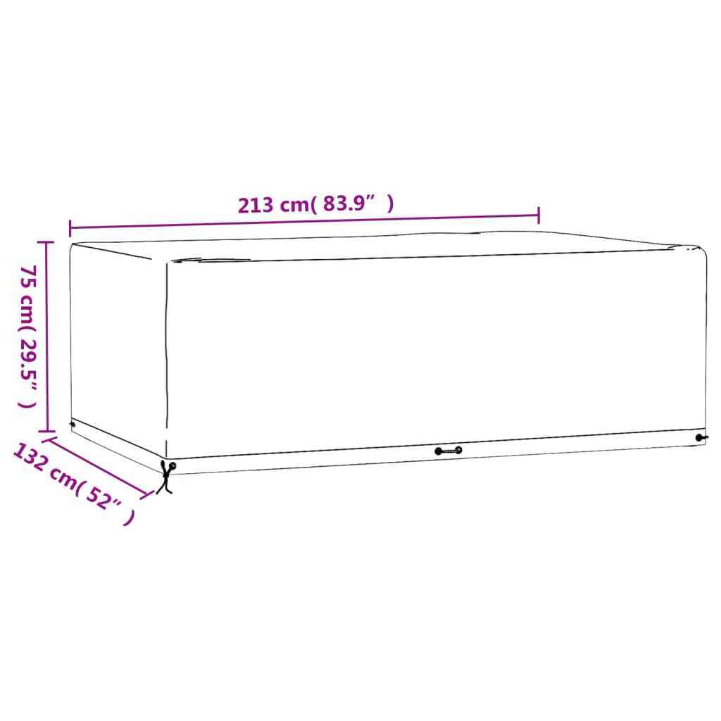 vidaXL Garden Furniture Cover 12 Eyelets 213x132x75 cm Rectangular