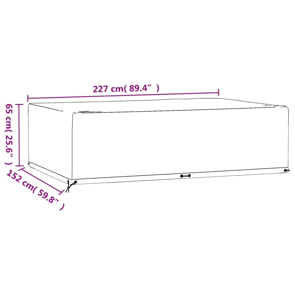vidaXL Garden Furniture Cover 12 Eyelets 227x152x65 cm Rectangular