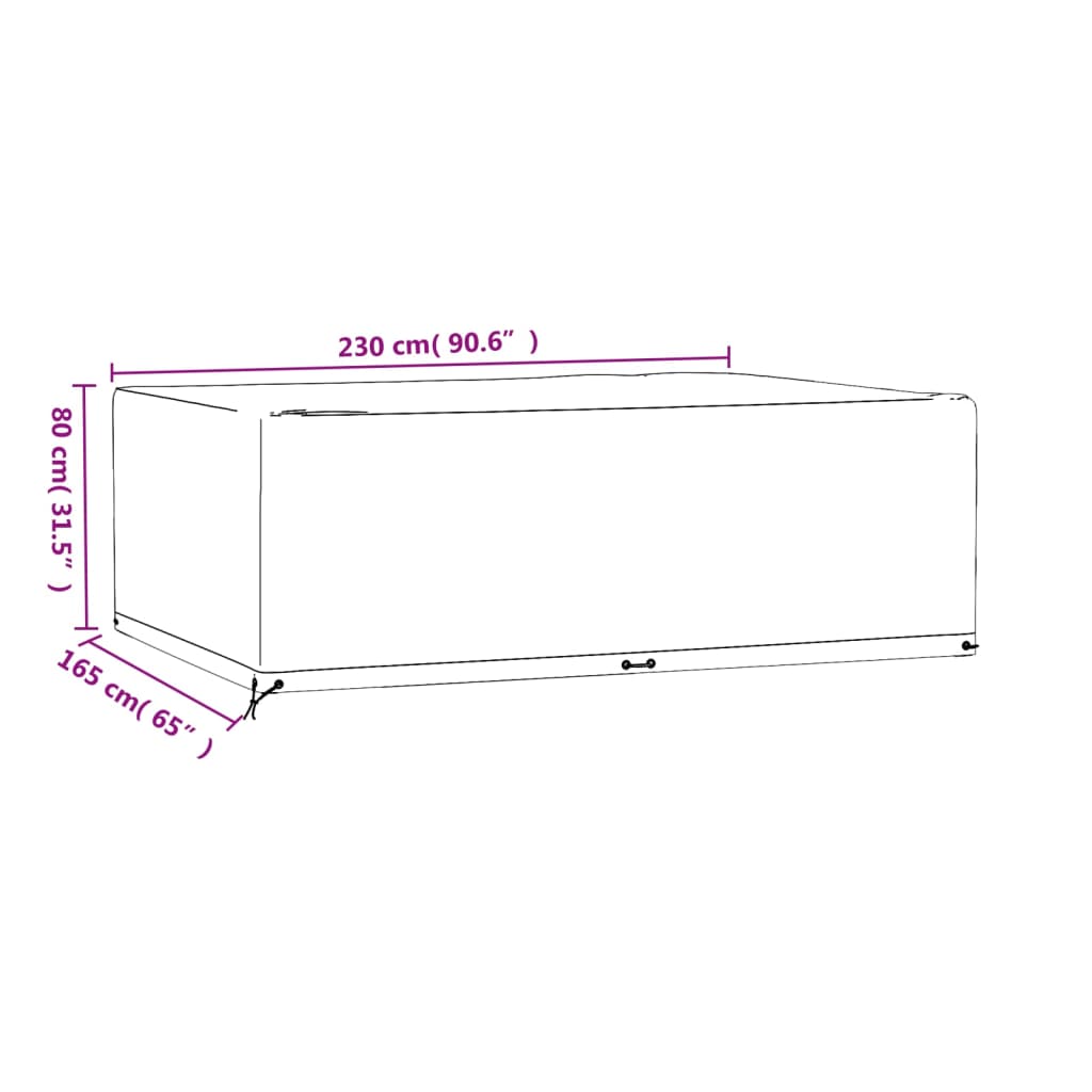 vidaXL Garden Furniture Cover 12 Eyelets 230x165x80 cm Rectangular