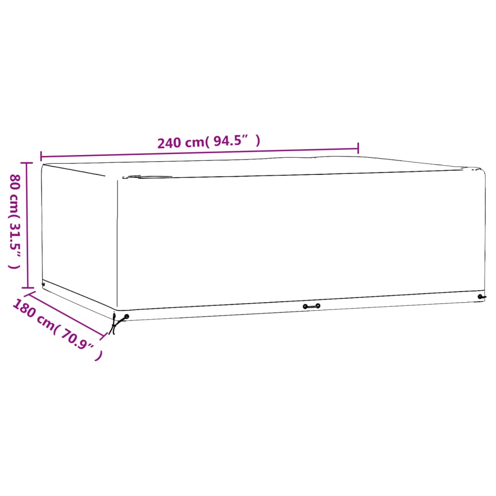 vidaXL Garden Furniture Cover 12 Eyelets 240x180x80 cm Rectangular