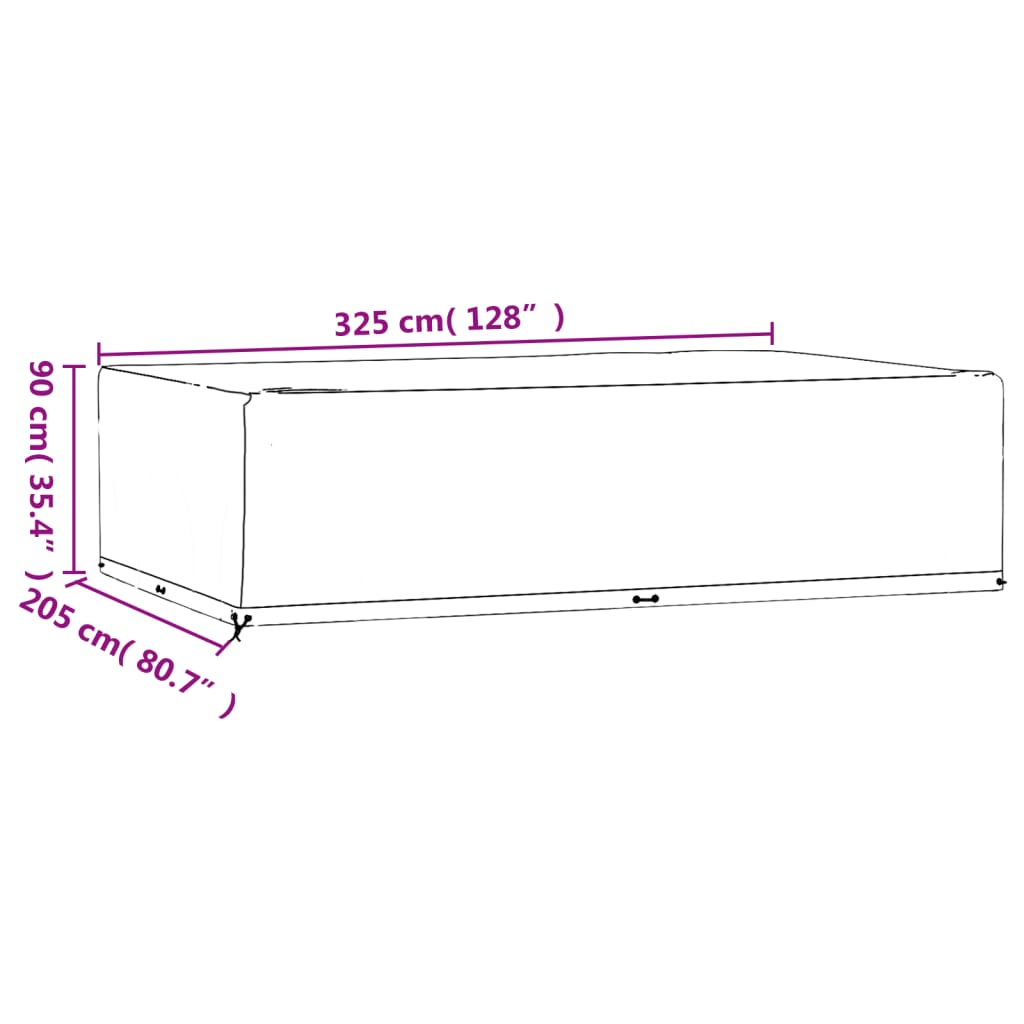 vidaXL Garden Furniture Cover 16 Eyelets 325x205x90 cm Rectangular