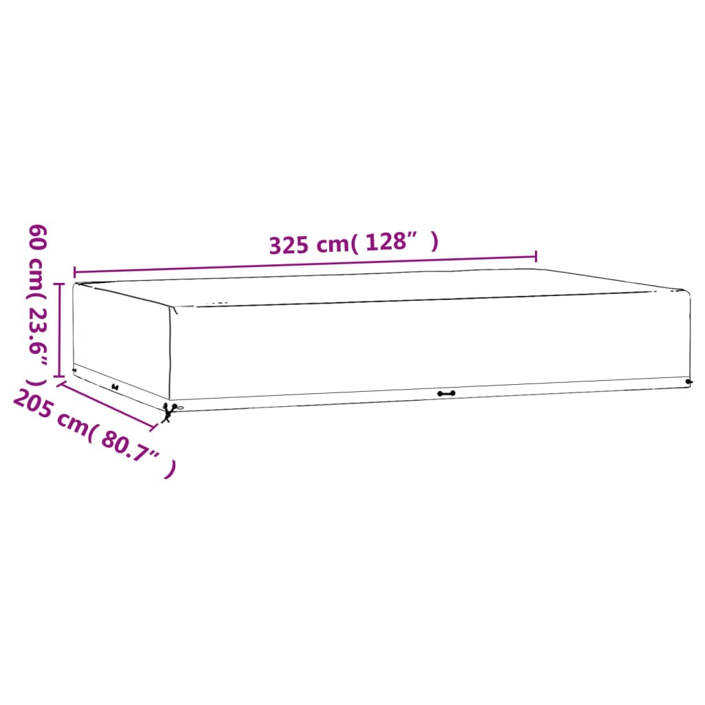 vidaXL Garden Furniture Cover 16 Eyelets 325x205x60 cm Rectangular