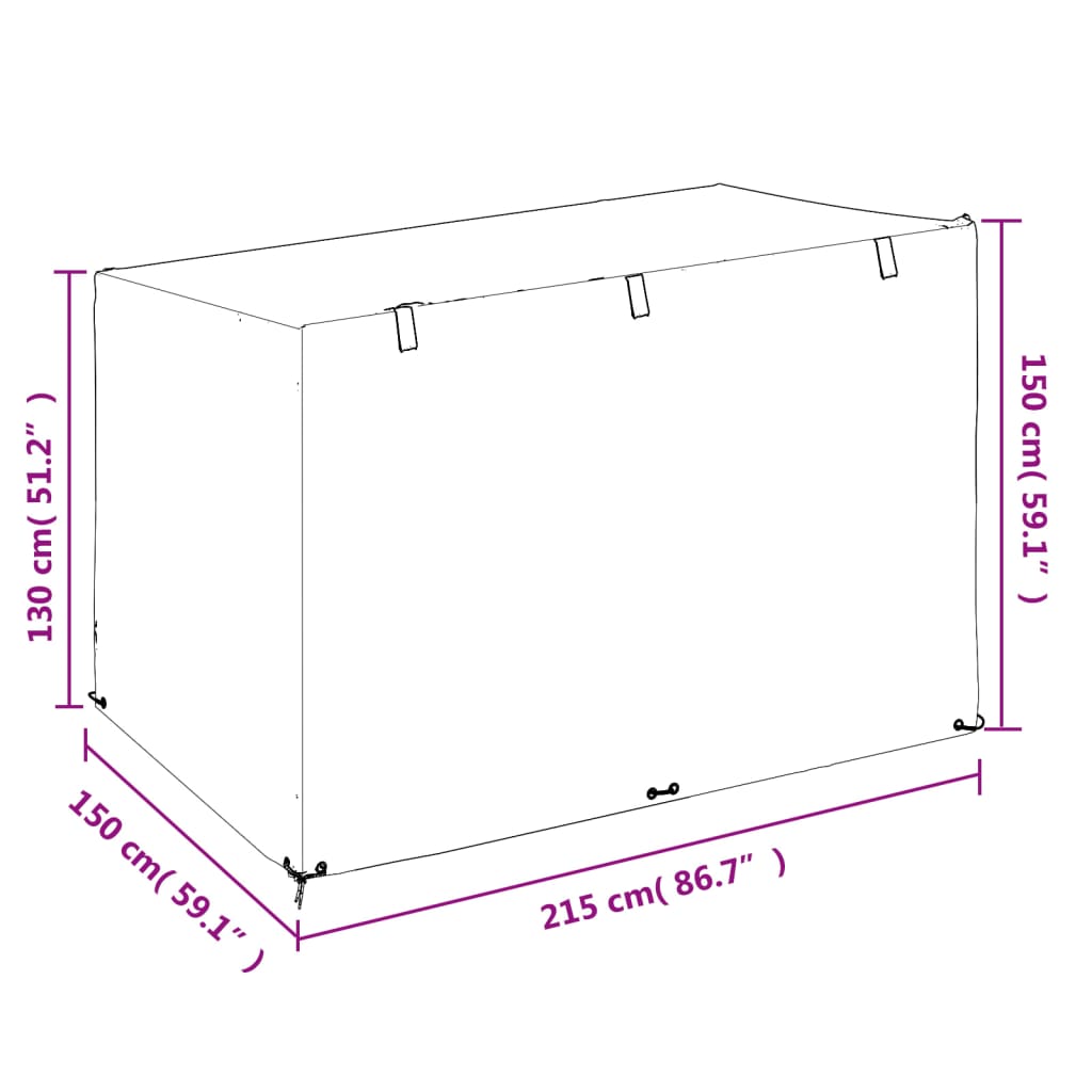vidaXL Swing Bench Cover 12 Eyelets 215x150x130/150 cm Polyethylene