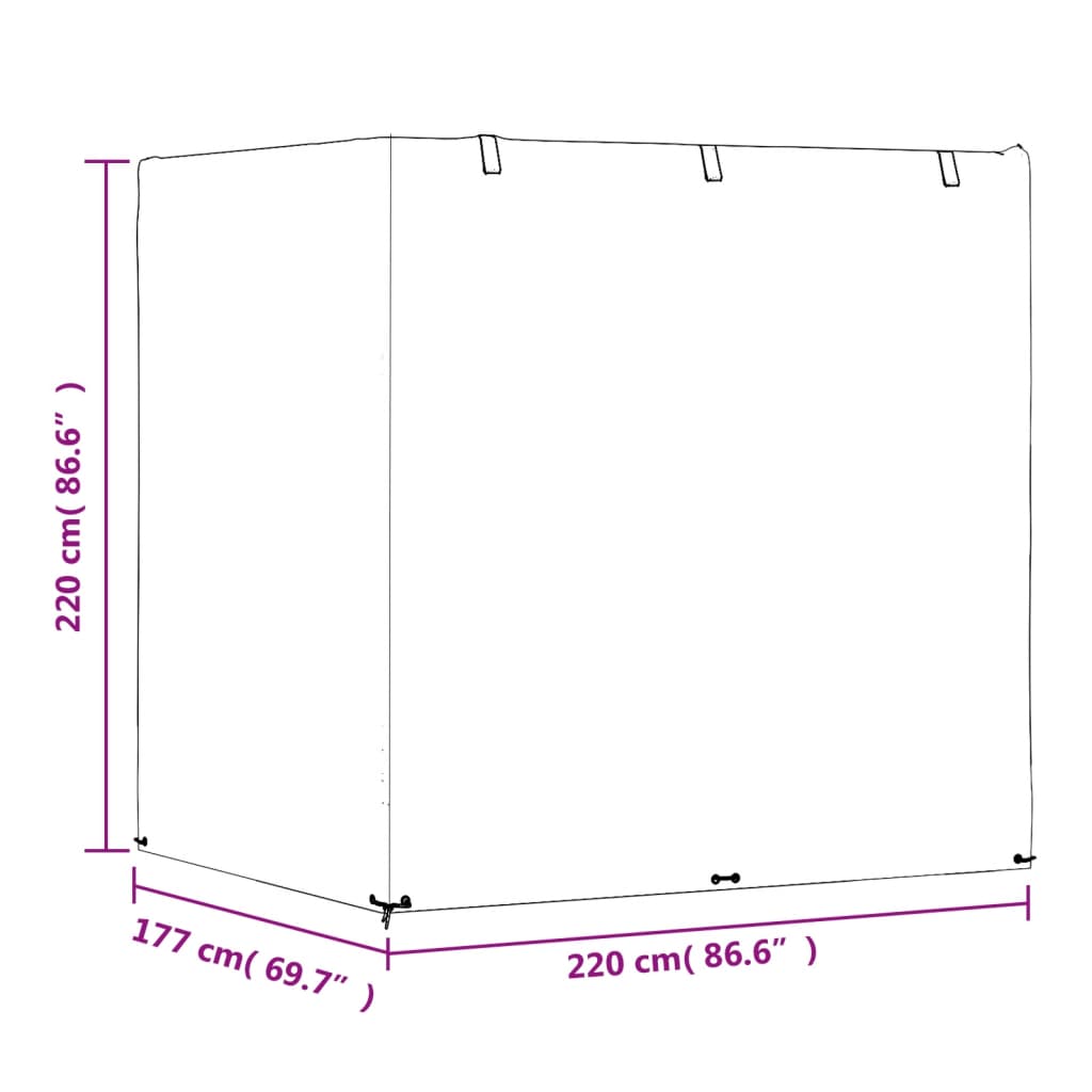 vidaXL Swing Bench Cover 12 Eyelets 220x177x220 cm Polyethylene