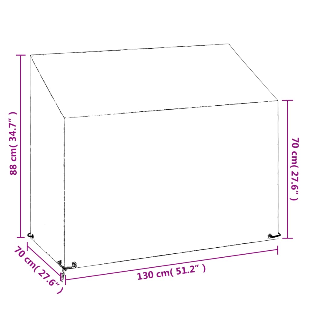 vidaXL Garden Bench Cover 8 Eyelets 130x70x70/88 cm Polyethylene