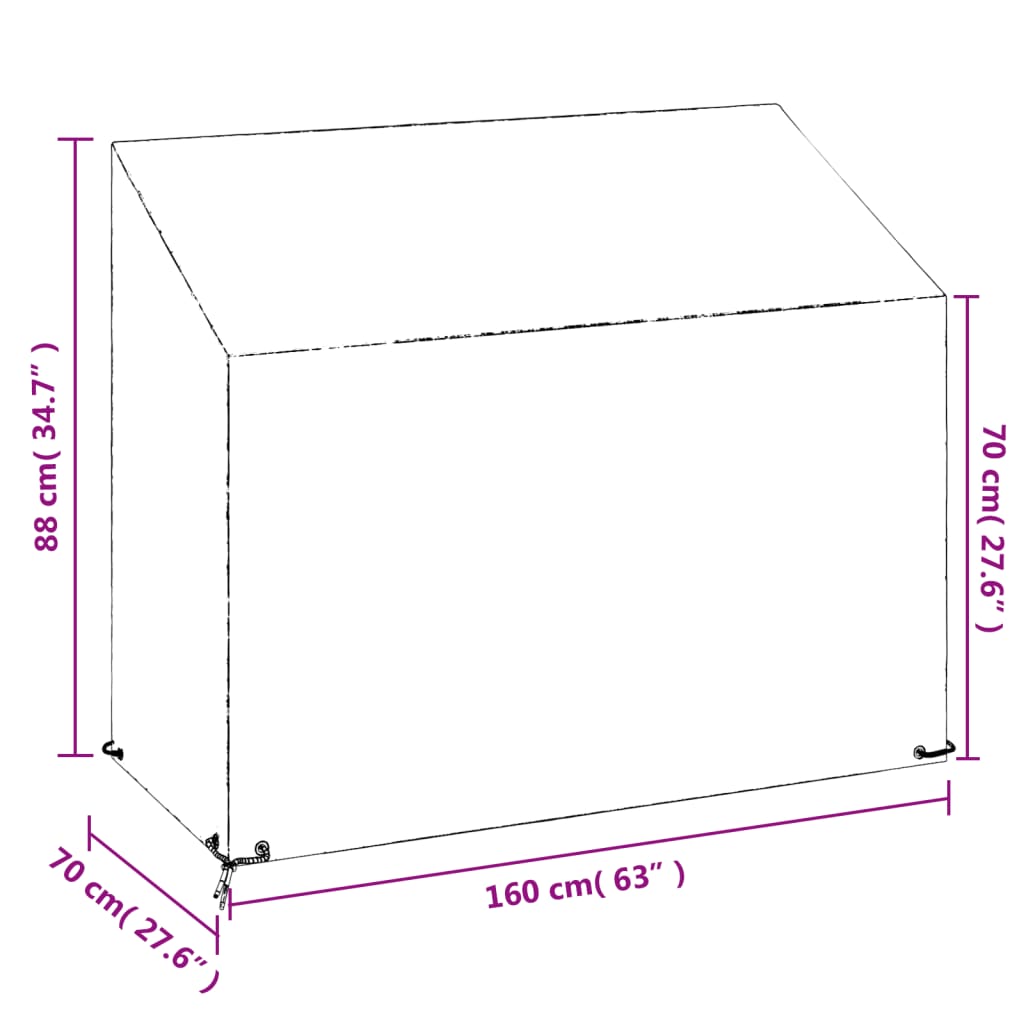 vidaXL Garden Bench Cover 8 Eyelets 160x70x70/88 cm Polyethylene