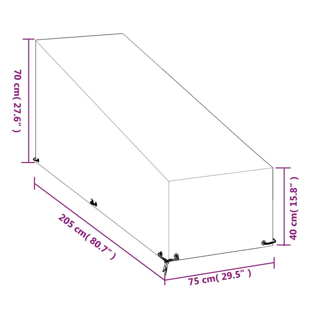 vidaXL Sunlounger Cover 12 Eyelets 205x75x40/70 cm Polyethylene