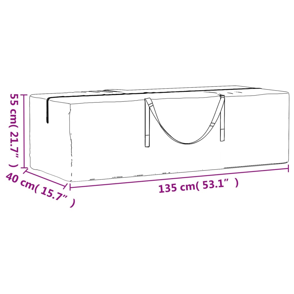 vidaXL Garden Cushion Storage Bag Black 135x40x55 cm Polyethylene
