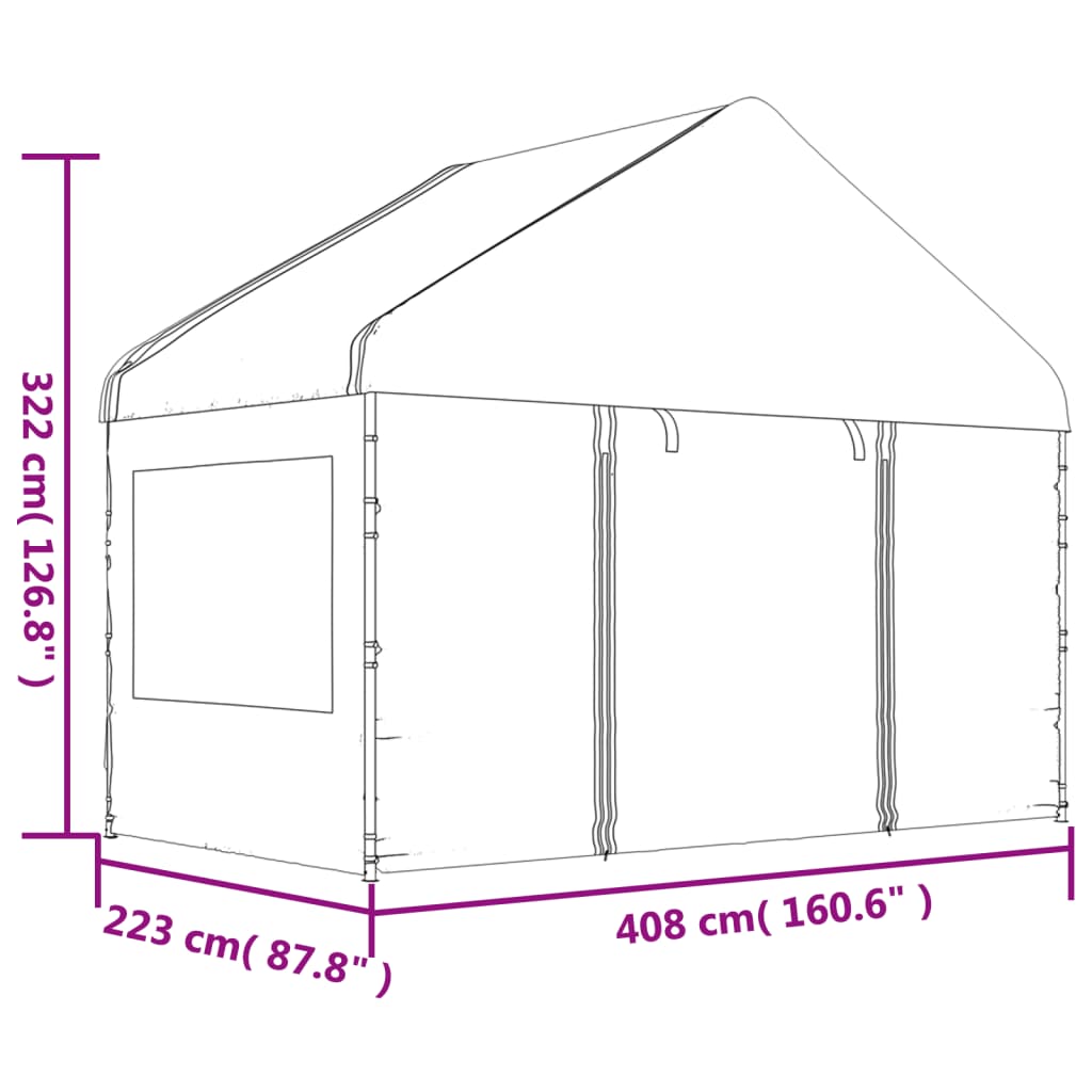 vidaXL Gazebo with Roof White 11.15x4.08x3.22 m Polyethylene