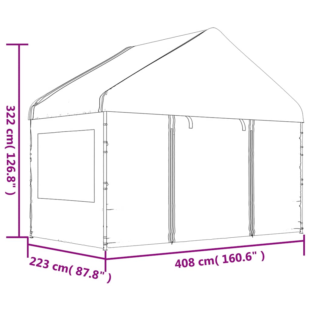vidaXL Gazebo with Roof White 13.38x4.08x3.22 m Polyethylene