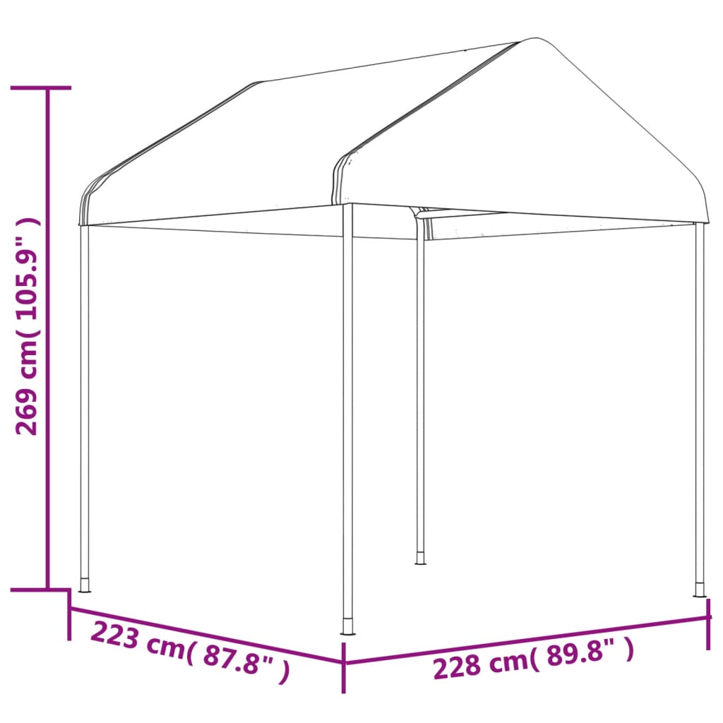 vidaXL Gazebo with Roof White 4.46x2.28x2.69 m Polyethylene