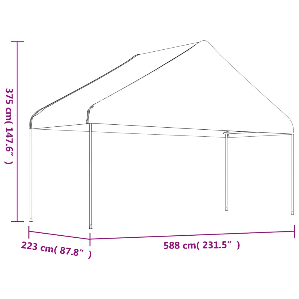 vidaXL Gazebo with Roof White 8.92x5.88x3.75 m Polyethylene