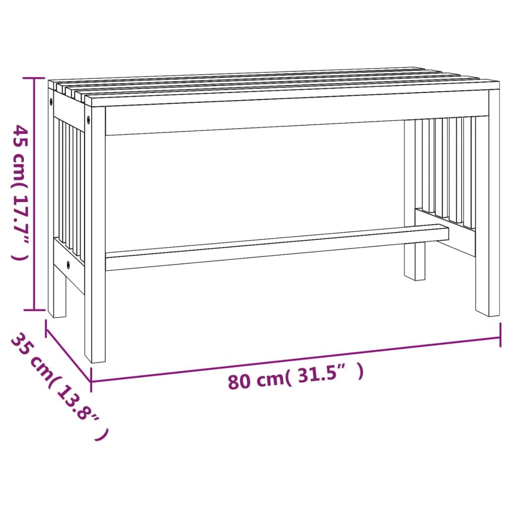 vidaXL Garden Bench 80 cm Solid Wood Eucalyptus