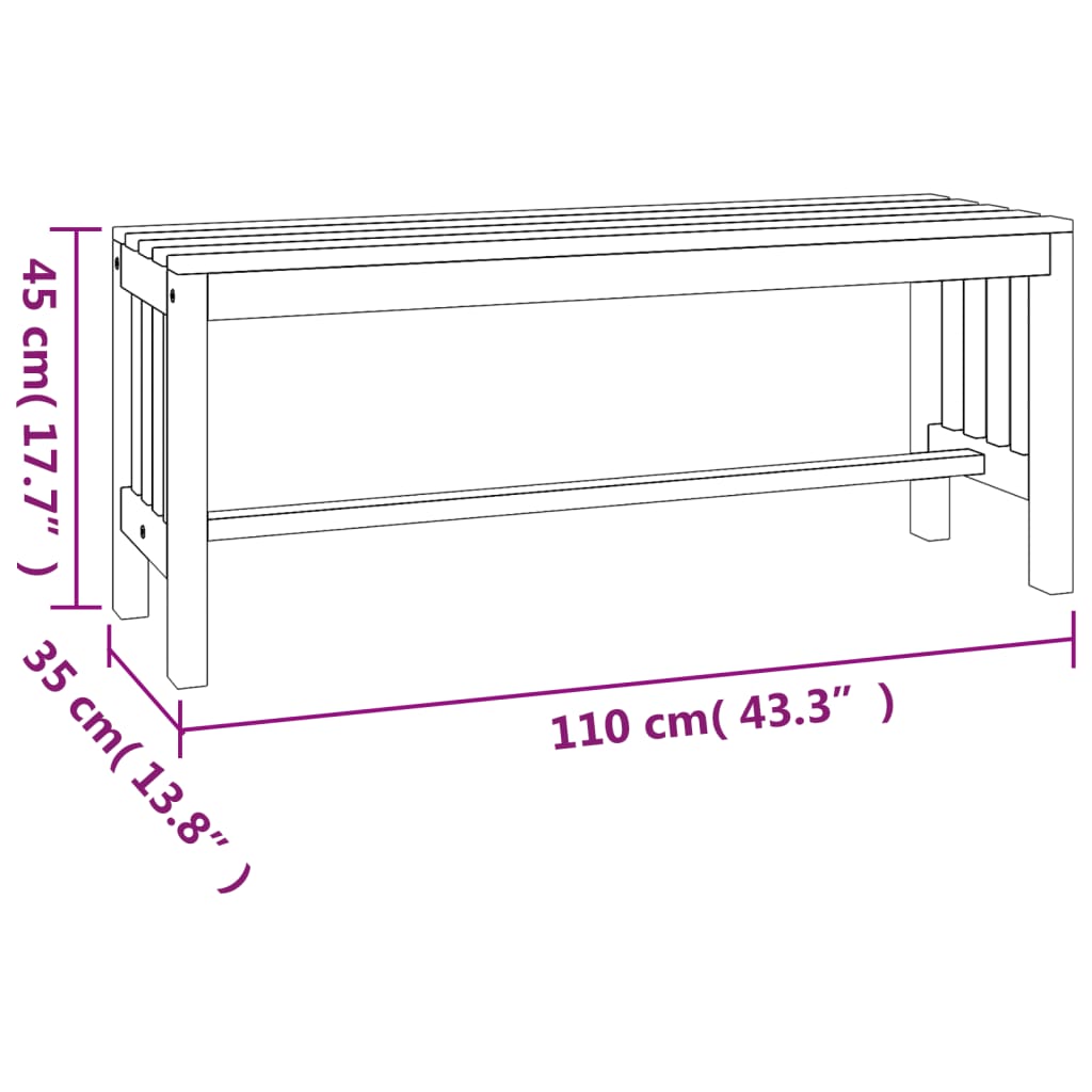 vidaXL Garden Bench 110 cm Solid Wood Eucalyptus
