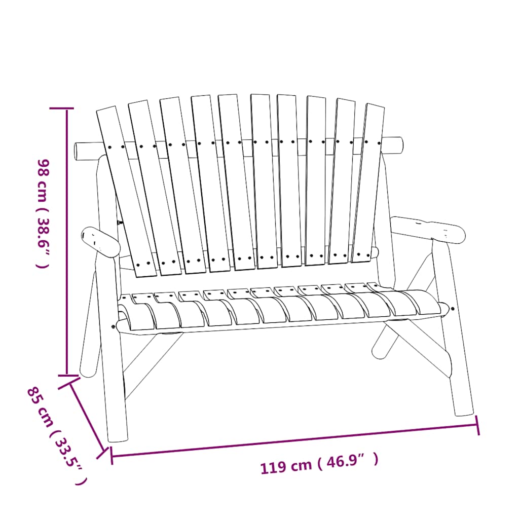 vidaXL 2-Seater Garden Bench 119x85x98 cm Solid Wood Spruce