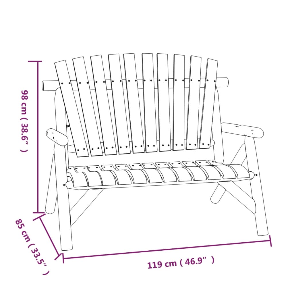vidaXL 2-Seater Garden Bench 119x85x98 cm Solid Wood Spruce