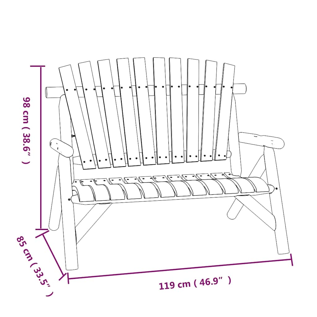 vidaXL 2-Seater Garden Bench 119x85x98 cm Solid Wood Spruce