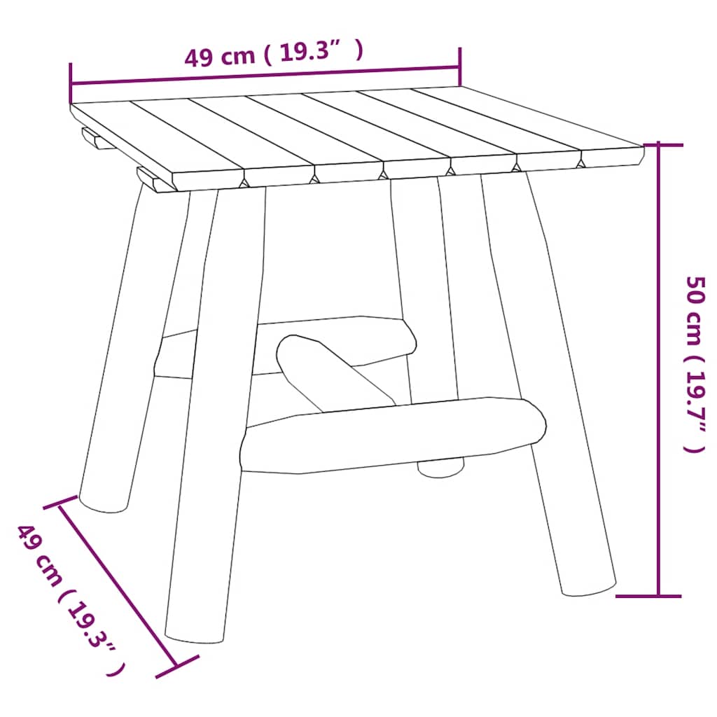 vidaXL Side Table 49x49x50 cm Solid Wood Spruce